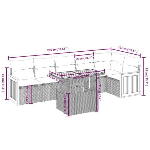 Vrtna garnitura - 7-dijelni set vrtnih sofa sivi od poliratana - Siva 1 Cijena
