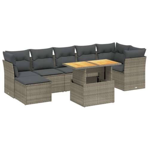 Vrtna garnitura - 8-dijelni set vrtnih sofa od poliratana s jastucima sivi - siva i tamnosiva 3x srednja + 3x kutna + tabure + s Cijena