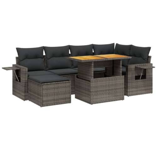 Vrtna garnitura - 7-dijelni set vrtnih sofa sivi od poliratana - Siva bez spremišta 1 Cijena