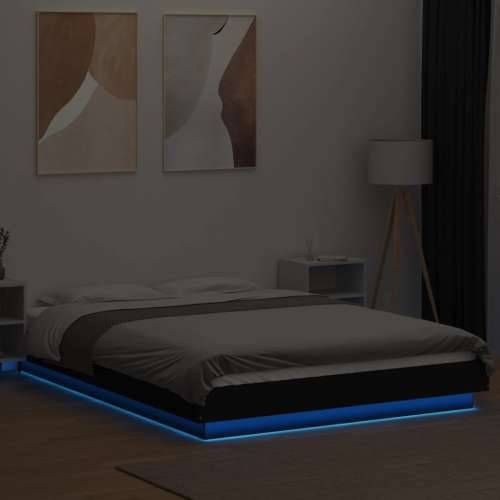 Okvir za krevet s LED svjetlima crni 120 x 200 cm drveni - Crna 120 x 200 cm Cijena