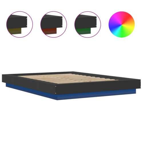 Okvir za krevet s LED svjetlima crni 120 x 200 cm drveni - Crna 120 x 200 cm Cijena