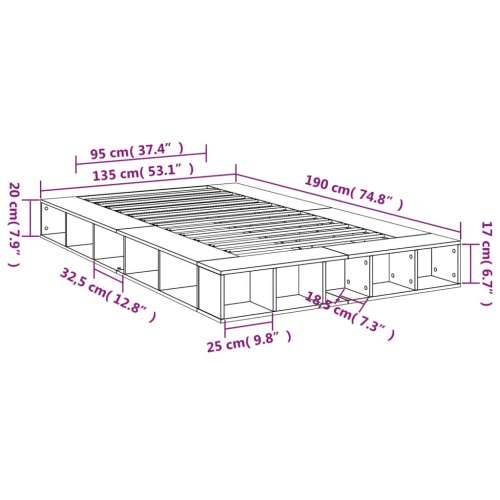Okvir za krevet boja hrasta 135x190 cm od konstruiranog drva - sonoma hrast 135 x 190 cm Cijena