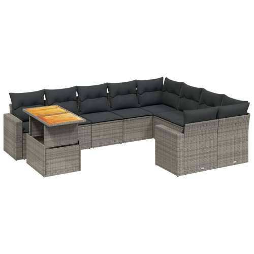 Vrtna garnitura - 10-dijelni set vrtnih sofa od poliratana s jastucima sivi - siva i tamnosiva stol + 4x kutna + 5x srednja 1 Cijena