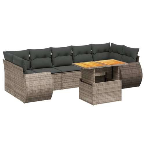 Vrtna garnitura - 8-dijelni set vrtnih sofa od poliratana s jastucima sivi - Siva bez spremišta 1 Cijena