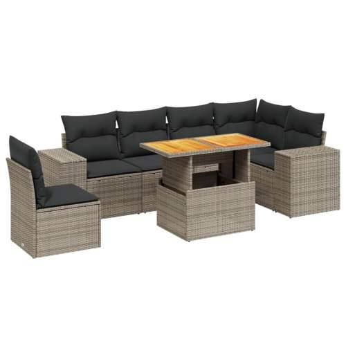 Vrtna garnitura - 7-dijelni set vrtnih sofa sivi od poliratana - siva i tamnosiva stol + 3x kutna + 3x srednja 1 Cijena