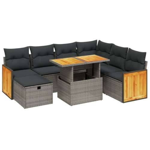 Vrtna garnitura - 8-dijelni set vrtnih sofa od poliratana s jastucima sivi - Siva 1 Cijena