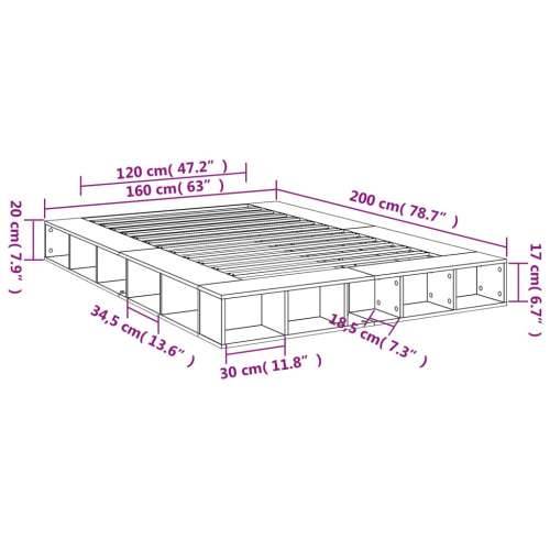 Okvir za krevet boja hrasta 160x200 cm od konstruiranog drva - sonoma hrast 160 x 200 cm Cijena