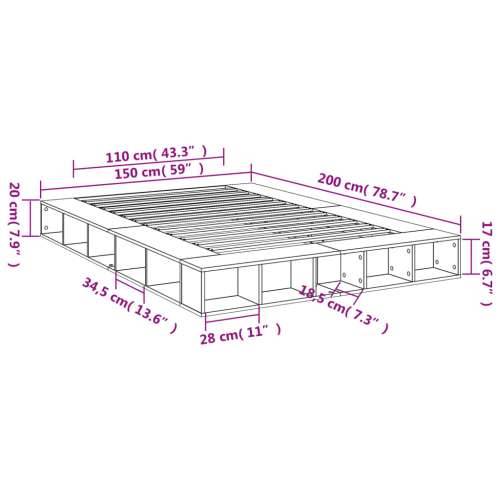 Okvir za krevet bijeli 150x200 cm konstruirano drvo - Bijela 150 x 200 cm Cijena