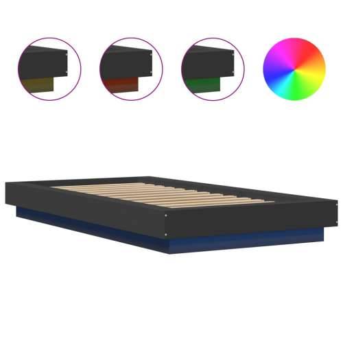 Okvir za krevet s LED svjetlima crni 90x190cm konstruirano drvo - Crna 75 x 190 cm Cijena