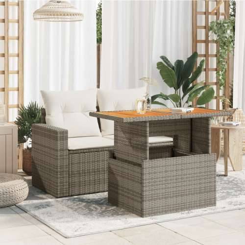 Vrtni stol sivi 100x55x73 cm od poliratana i bagremovog drva - Siva 1 boja drva Cijena