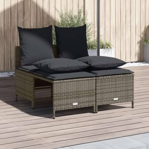 Vrtna garnitura - 4-dijelni set vrtnih sofa od poliratana s jastucima sivi - Siva 1 Cijena