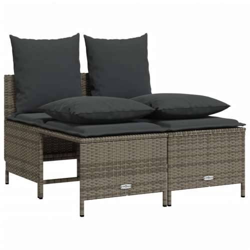 Vrtna garnitura - 4-dijelni set vrtnih sofa od poliratana s jastucima sivi - Siva 1 Cijena
