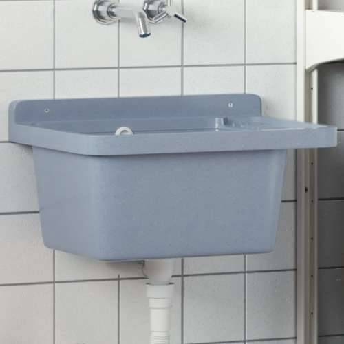 Lavabo - Umivaonik za zidnu montažu sivi 50x35x24 cm od smole - Siva 50 x 35 x 24 cm Cijena