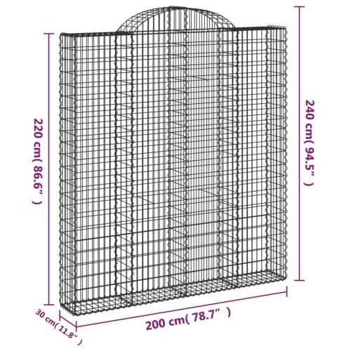 Lučne gabionske košare 5 kom 200x30x220/240cm pocinčano željezo - 200 x 30 x 220/240 cm 5 Cijena