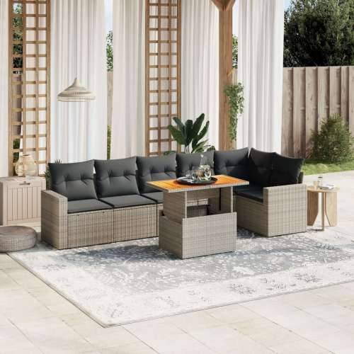 Vrtna garnitura - 4-dijelni set vrtnih sofa sivi od poliratana siva i tamnosiva 3x srednja + stol + 3x kutna 1 Cijena