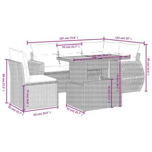 Vrtna garnitura - 6-dijelni set vrtnih sofa od poliratana s jastucima sivi - siva i tamnosiva stol + 3x kutna + 2x srednja 1 Cijena