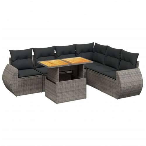 Vrtna garnitura - 7-dijelni set vrtnih sofa sivi od poliratana - siva i tamnosiva 3x kutna + 3x srednja + stol 1 Cijena
