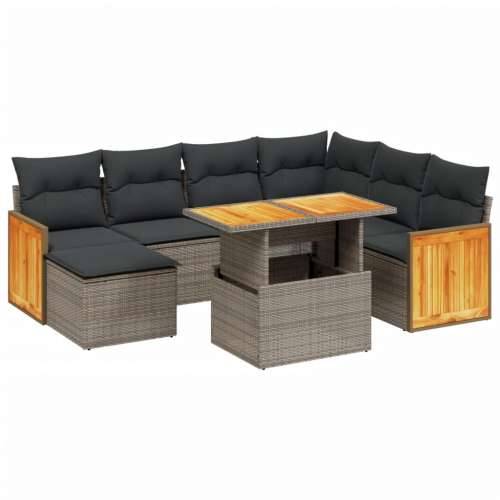 Vrtna garnitura - 8-dijelni set vrtnih sofa od poliratana s jastucima sivi - Siva 1 Cijena