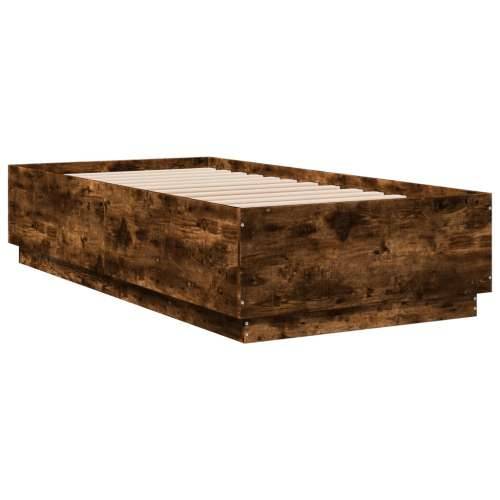Okvir za krevet s LED svjetlima boja hrasta 90 x 190 cm drveni - Dimljeni hrast 90 x 190 cm Cijena