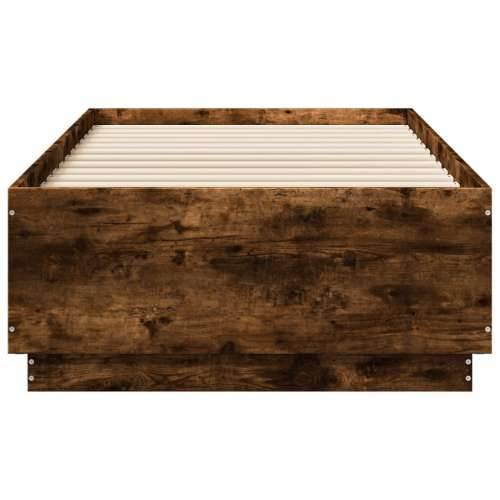 Okvir za krevet s LED svjetlima boja hrasta 90 x 190 cm drveni - Dimljeni hrast 90 x 190 cm Cijena