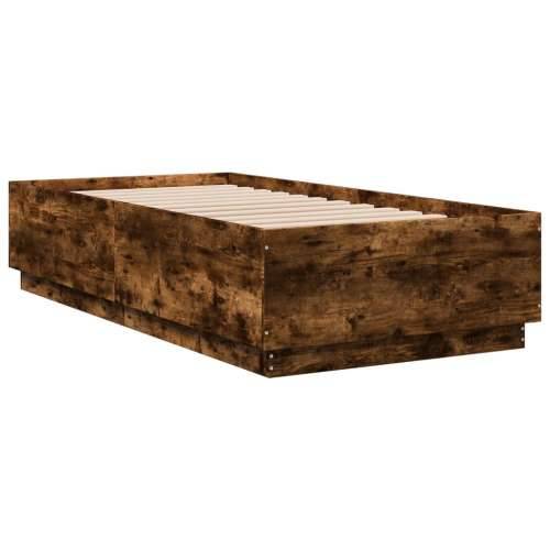 Okvir za krevet s LED svjetlima boja hrasta 90 x 190 cm drveni - Dimljeni hrast 90 x 190 cm Cijena