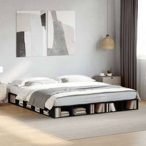 Okvir za krevet crni 200 x 200 cm konstruirano drvo - Crna 200 x 200 cm Cijena