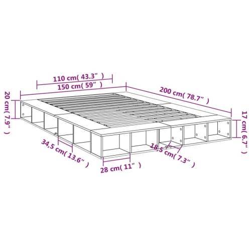 Okvir za krevet crni 150x200 cm konstruirano drvo - Crna 150 x 200 cm Cijena