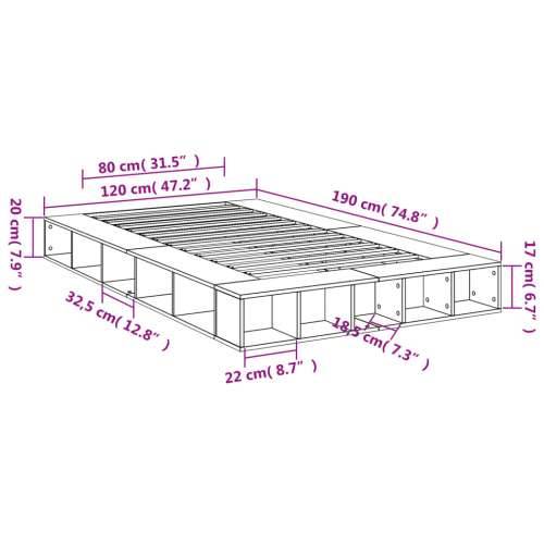 Okvir za krevet crni 120x190 cm konstruirano drvo - Crna 120 x 190 cm Cijena