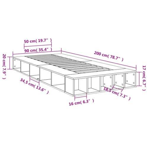 Okvir za krevet boja hrasta 90x200 cm konstruirano drvo - sonoma hrast 90 x 200 cm Cijena