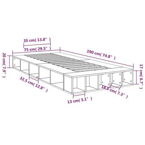 Okvir za krevet boja hrasta 75x190 cm od konstruiranog drva - sonoma hrast 75 x 190 cm Cijena