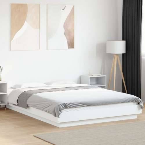 Okvir za krevet s LED svjetlima bijeli 120 x 190 cm drveni - Bijela 120 x 190 cm Cijena