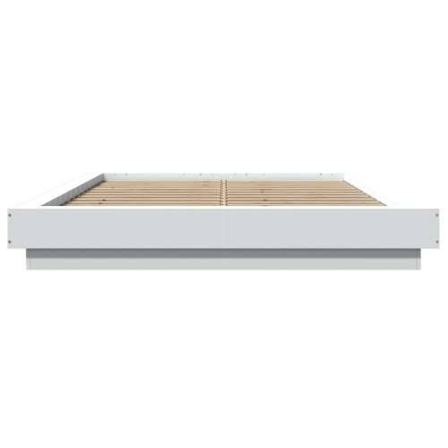 Okvir za krevet s LED svjetlima bijeli 120 x 190 cm drveni - Bijela 120 x 190 cm Cijena