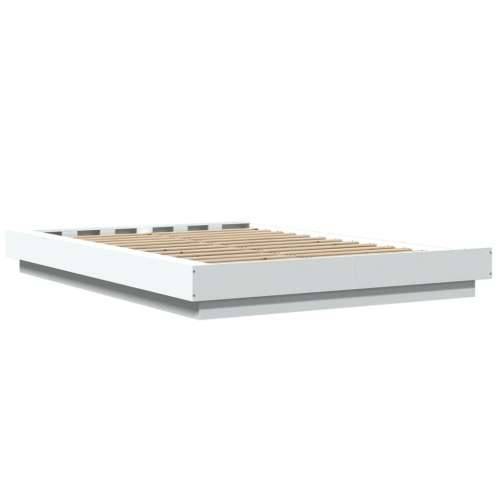 Okvir za krevet s LED svjetlima bijeli 120 x 190 cm drveni - Bijela 120 x 190 cm Cijena