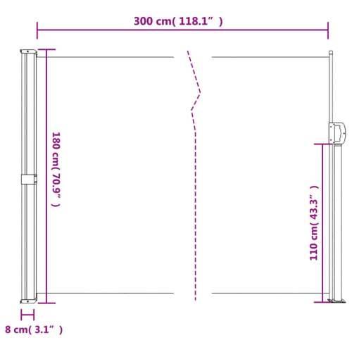 Bočna tenda na uvlačenje smeđesiva 180 x 300 cm Cijena