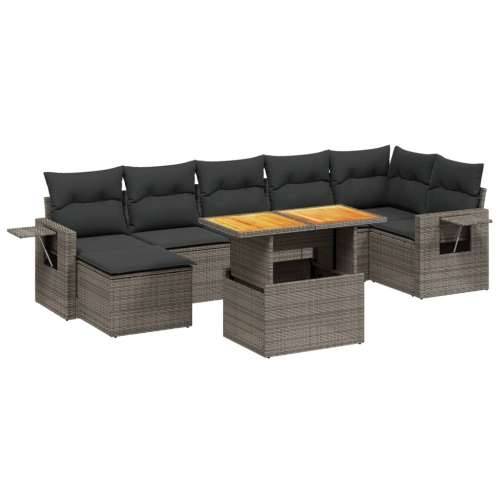 Vrtna garnitura - 8-dijelni set vrtnih sofa od poliratana s jastucima sivi - siva i tamnosiva 3x srednja + 3x kutna + tabure + s Cijena
