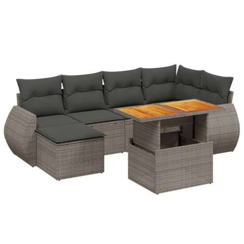 Vrtna garnitura - 7-dijelni set vrtnih sofa sivi od poliratana - Siva bez spremišta 1 Cijena