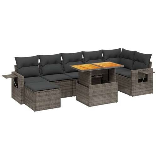 Vrtna garnitura - 8-dijelni set vrtnih sofa od poliratana s jastucima sivi - siva i tamnosiva 3x srednja + 3x kutna + tabure + s Cijena