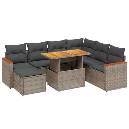 Vrtna garnitura - 8-dijelni set vrtnih sofa od poliratana s jastucima sivi - Siva 1 Cijena