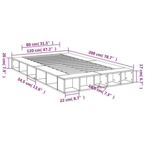 Okvir kreveta boja hrasta sonome 120 x 200 cm konstruirano drvo - sonoma hrast 120 x 200 cm Cijena