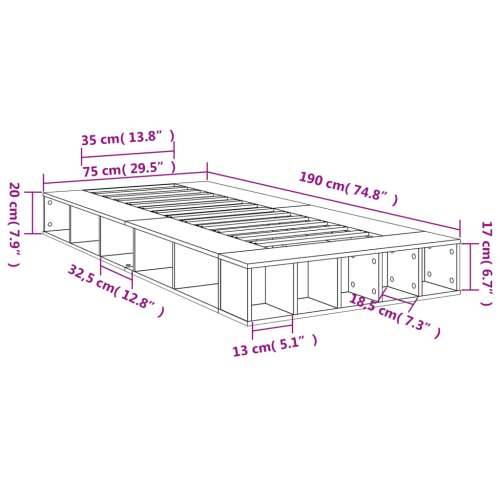 Okvir kreveta boja betona 75x190 cm od konstruiranog drva Beton siva 75 x 190 cm Cijena