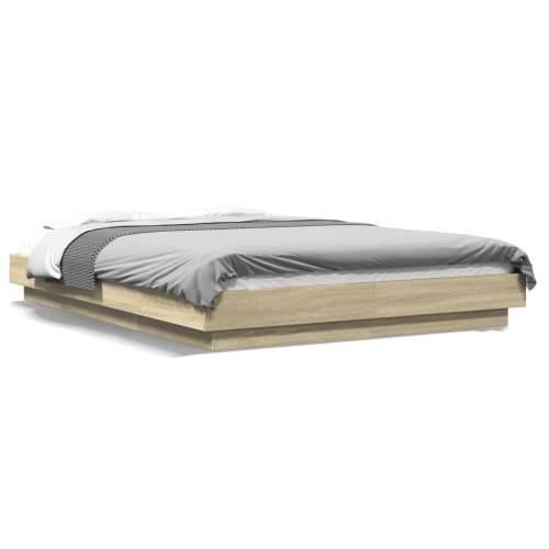 Okvir za krevet s LED svjetlima boja hrasta 120 x 200 cm drveni - sonoma hrast 120 x 200 cm Cijena