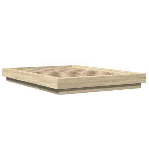 Okvir za krevet s LED svjetlima boja hrasta 120 x 200 cm drveni - sonoma hrast 120 x 200 cm Cijena