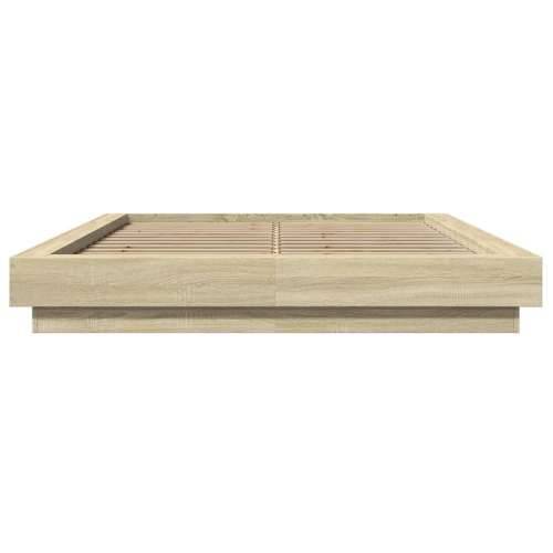 Okvir za krevet s LED svjetlima boja hrasta 120 x 200 cm drveni - sonoma hrast 120 x 200 cm Cijena