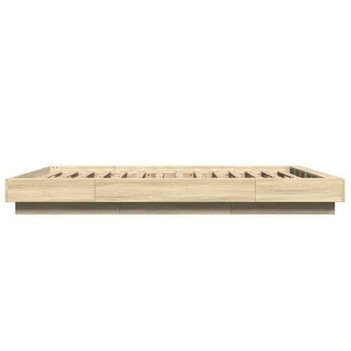 Okvir za krevet s LED svjetlima boja hrasta 120 x 200 cm drveni - sonoma hrast 120 x 200 cm Cijena