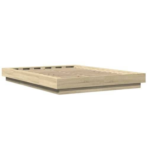Okvir za krevet s LED svjetlima boja hrasta 120 x 200 cm drveni - sonoma hrast 120 x 200 cm Cijena