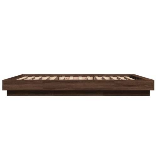 Okvir za krevet s LED svjetlima boja hrasta 120 x 200 cm drveni - Smeđa 120 x 200 cm Cijena