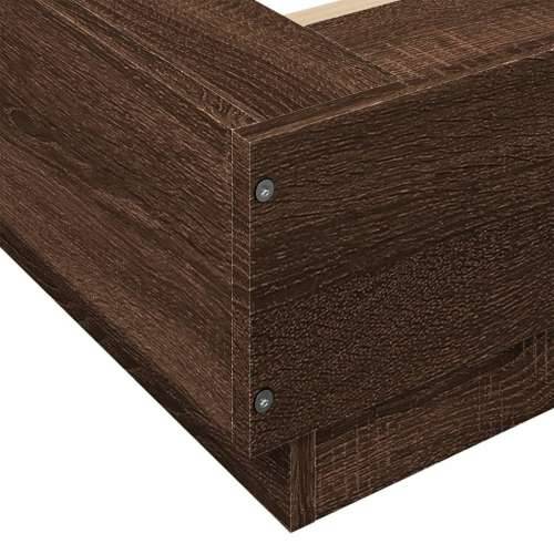 Okvir za krevet s LED svjetlima boja hrasta 120 x 200 cm drveni - Smeđa 120 x 200 cm Cijena