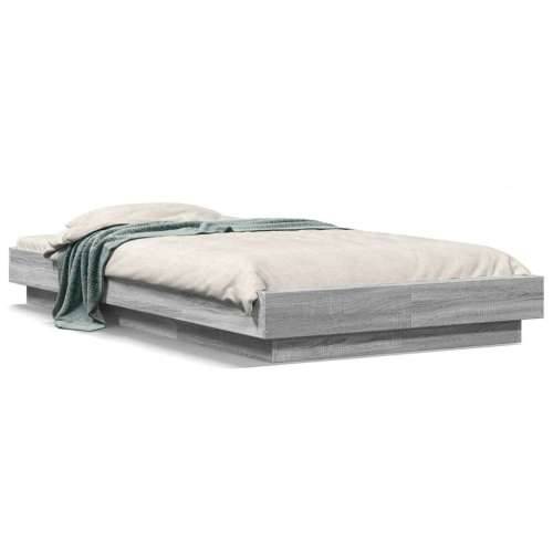 Okvir za krevet s LED svjetlima boja hrasta 90 x 200 cm drveni - Sivi hrast sonoma 90 x 200 cm Cijena