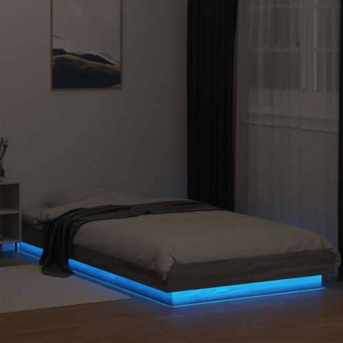 Okvir za krevet s LED svjetlima boja hrasta 90 x 200 cm drveni - Sivi hrast sonoma 90 x 200 cm Cijena