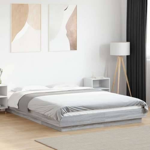 Okvir za krevet s LED svjetlima boja hrasta 120 x 190 cm drveni - Sivi hrast sonoma 120 x 190 cm Cijena